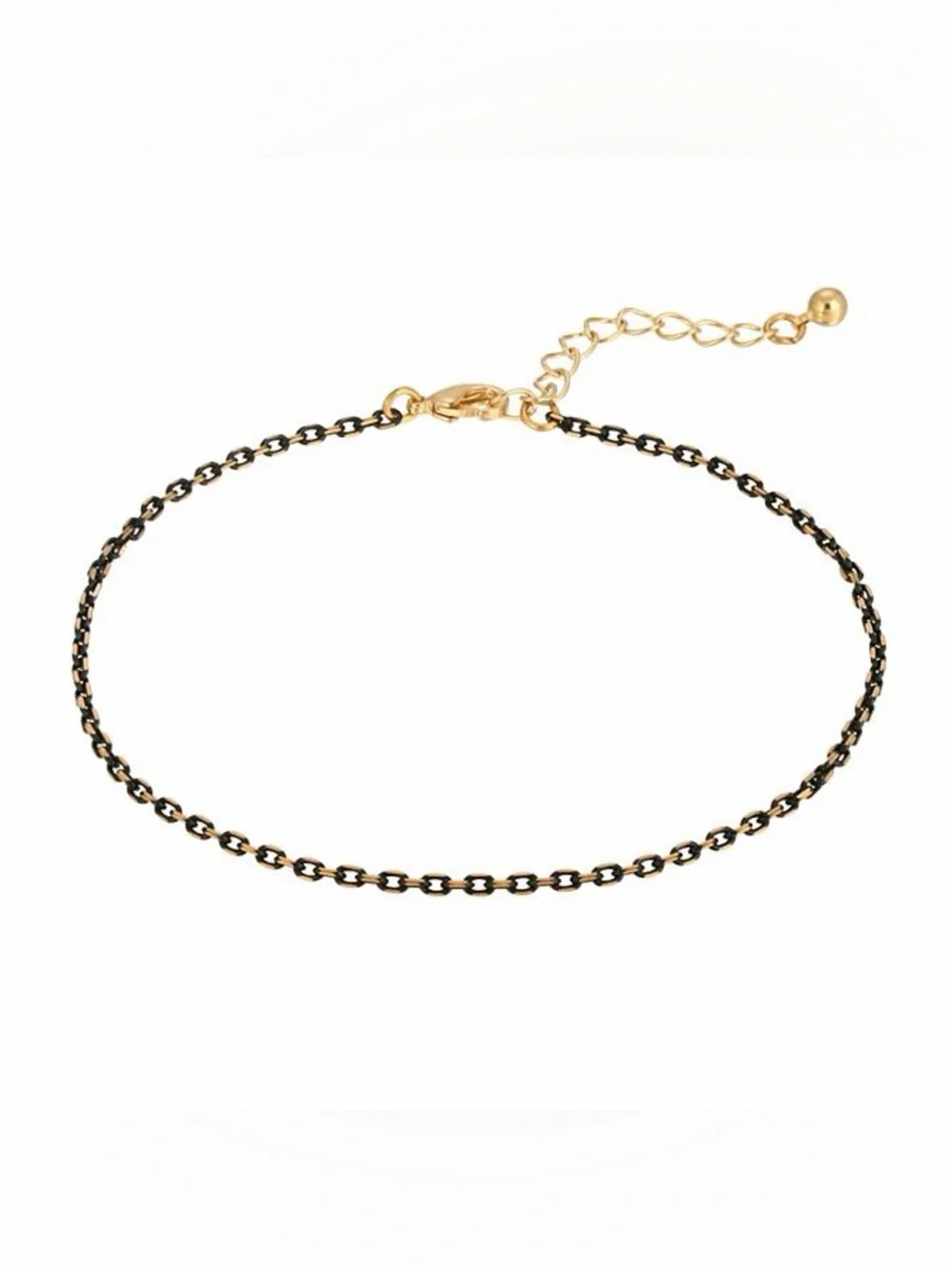 New w/o Tags 1928 Gold Tone & Black Tone 9 Inch & Extender Chain Anklet Vintage